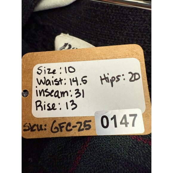 Vintage Savannah Wool Pleated Plaid Trousers Size 10 Green & Navy With Red Accen - Picture 6 of 6